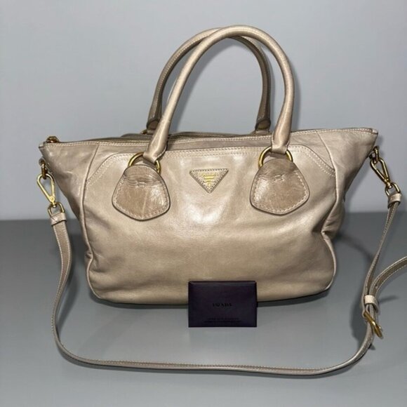 Prada Handbags - AUTHENTIC Prada Vitello Shine Leather Top Handle Bag w/ Authenticity Card